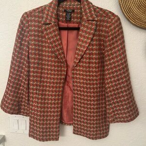 Bob Mackie Women's Red‎ and Black Houndstooth Blazer